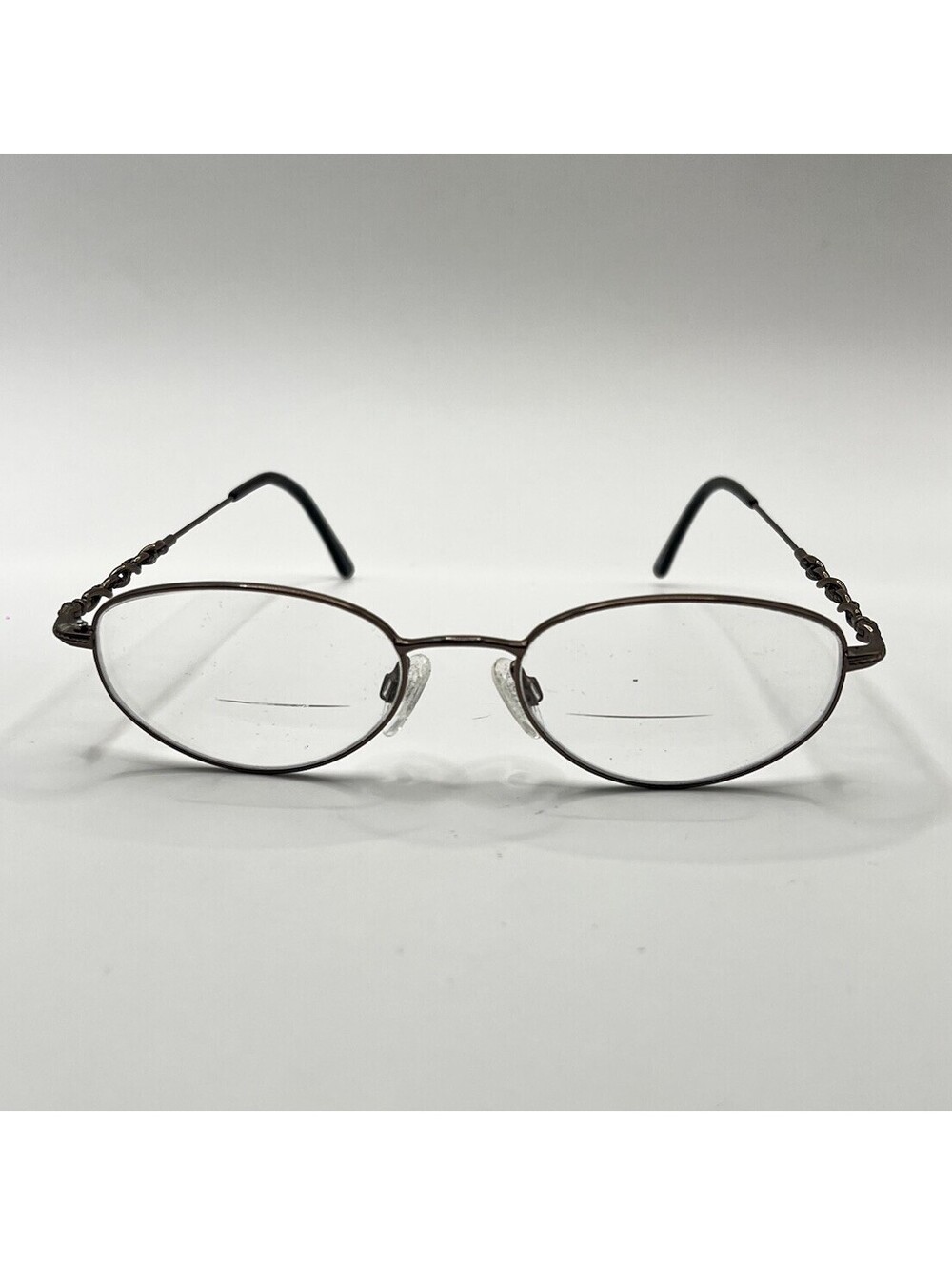 Vintage Wire Frame Oval Glasses Braided Chain Temples Bifocal Lenses & Case
